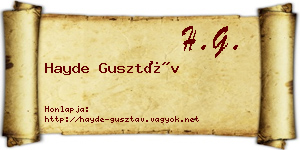 Hayde Gusztáv névjegykártya